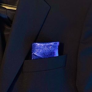 Blue Metallic Pocket Square / Handkerchief NWOT